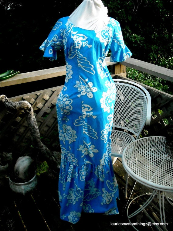 Lauhala Hawaiian Dress 60s classic 2 color floral 