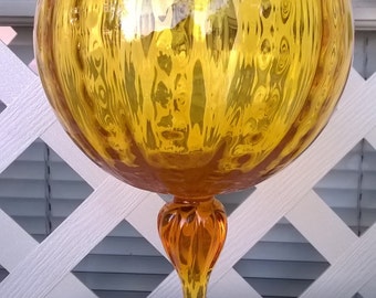 Empoli Italian Art Glass, Optic Glass Compote, Sunny True Yellow, Rare Color, Bright Yellow