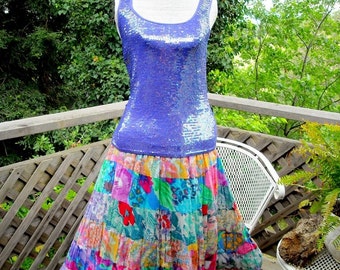 Ensemble ala LaurieLeeC purple cool tones Heart Earrings Sequinned Tank Jewel skirt VTG sunglasses and MORE