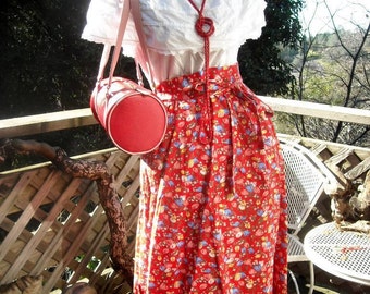 Complete OUTFIT Skirt Hat Blouse Purse Necklace Earrings