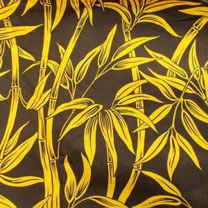 Wonderful Vintage Bamboo Print Fabric Brown and Yellow Great Graphic 1.5 + yards by 45