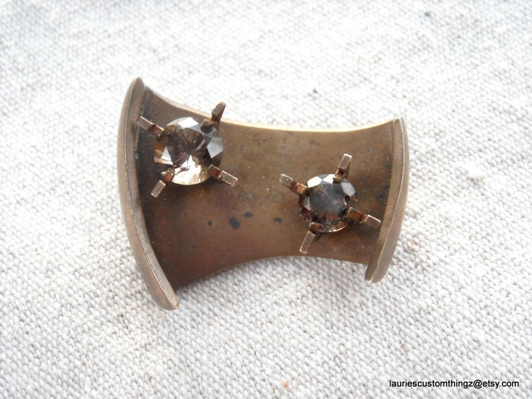 Modernist Pin Mid Century Modern Bronze and Smokey Topaz Unsigned ...