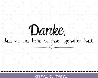 Plotter file saying "Thank you for helping us grow" SVG & PNG for educators, gift idea, kindergarten, heart, German