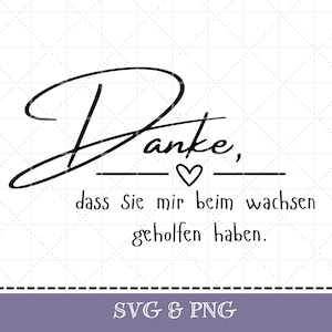 Fichier traceur « Merci de m’avoir aidé à grandir » en SVG & PNG, cadeau d’adieu pour les éducateurs, maternelle, garderie, allemand