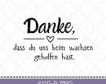 Plotter file saying "Thank you for helping us grow" SVG & PNG for educators, gift idea, kindergarten, heart, German