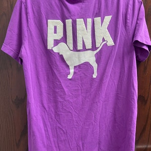 VICTORIAS SECRET PINK OKLAHOMA OU BLING BLING VNECK TEESHIRT S NWT