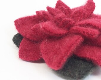 Recycled Cashmere Handmade Flower Pin Brooch #023