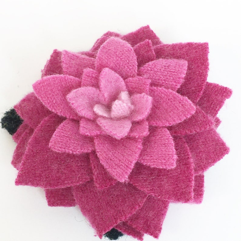 Recycled Cashmere Handmade Flower Pin Brooch 021 image 3