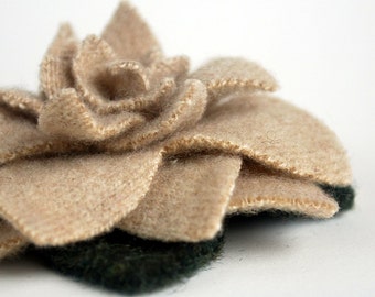 Recycled Cashmere Handmade Flower Pin Brooch #017