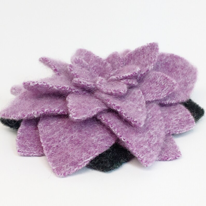 Recycled Cashmere Handmade Flower Pin Brooch 012 image 3