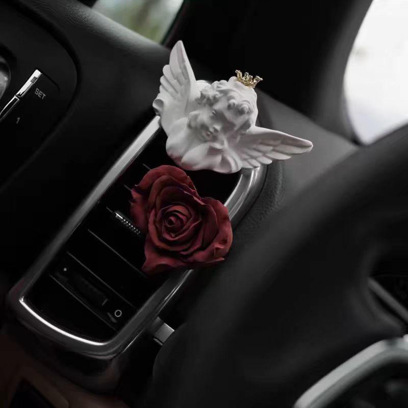 Angel and Heart Shaped Rose Aroma Stone, Fragrance Ornament for
