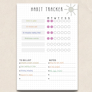 Habit Tracker Checklist Printable, A5 Journal Page, Printable planner template, daily checklist, daily tracker, atomic habit tracker, PDF