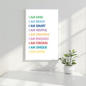 Affirmations for Kids, Children Affirmation Poster, I Am Affirmations ...