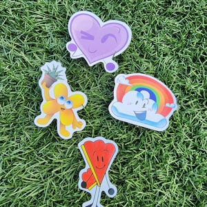 Set of 4 BFDI Battle for dream island theme character stickers