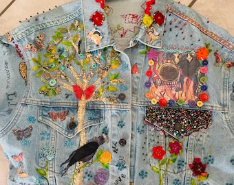 Art embellished denim jacket
