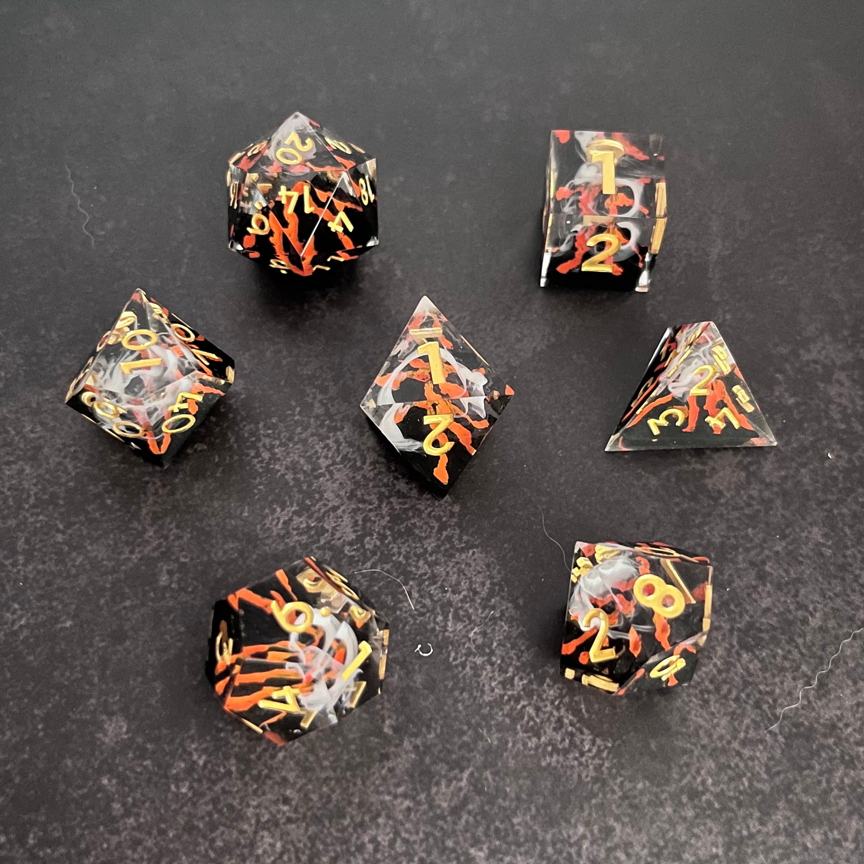 Molten Lava Resin Dice Set - 25 Square Corner Dice With Dwarf Theme For Tabletop Gaming