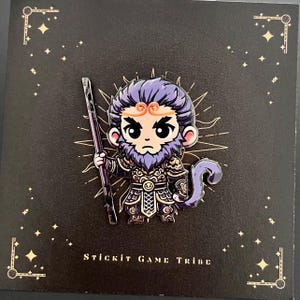 Legendary Monkey King Enamel Pin|Mythical Warrior Inspired by Ancient Chinese Folklore|Dark Myth|Wukong|Black staff Sun Wukong