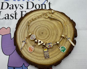 The legend of Zelda collection snake chain bracelet with charms|charm bracelet|costume props