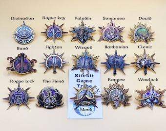 Baldur's gate inspired fanmade metal pin badge| class pin badge