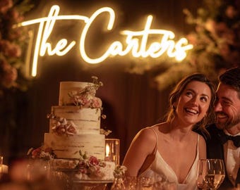 Custom Wedding Neon Sign: Personalized Last Name Decor