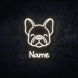 Custom Neon French Bulldog Name Sign – Personalized LED Happy or Angry Dog Sign – Pet Neon Wall Decor