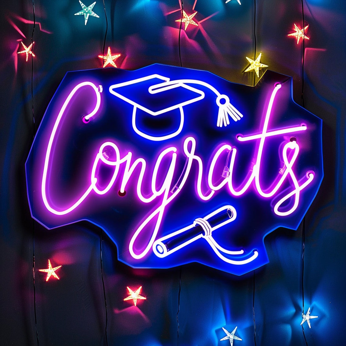 Lights Around Graduation Sign Custom Graduation Neon Sign for Graduation Gifts or Party Decoration ...