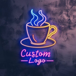 Custom neonreclame voor uw coffeeshopbedrijf, custom logo neon, neon logo bord, logo bord led, custom bord voor bedrijven