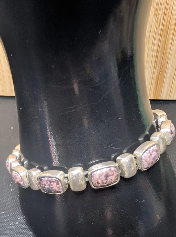 Vintage Silpada Rectangular Leopard Stone Link br… - image 7