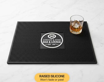 Custom Bar Mat 24x18, Large Personalized Bar Service Mat, Father's Day Gift for Dad, Custom Cocktail Mat with Logo