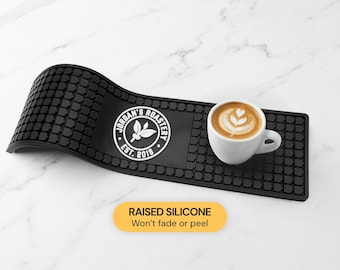 Custom Coffee Mat 19x5, Personalized Coffee Station Mat, Father's Day Gift for Dad, Custom Logo Espresso Drip Mat
