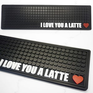 Große kundenspezifische Kaffeebarmatte, personalisierte Espresso-Station Matte, einzigartiges Barista-Geschenk, Silikon-Kaffeeliebhaber-Zubehör