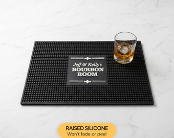Custom Bar Mat 18x12, Large Personalized Bar Service Mat, Father's Day Gift for Dad, Custom Cocktail Mat with Logo