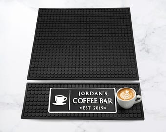 Custom Coffee Mat Combo Set 16x19.4, Personalized Espresso Station Mat, Father's Day Gift for Dad, Coffee Lover Gift