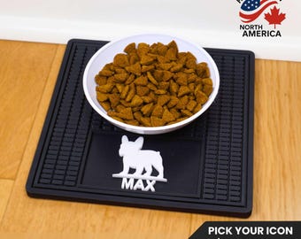 Custom Dog Bowl Mat, Personalized Pet Feeding Mat, Dog Lover Gift, Handmade Silicone Dog Mat with Custom Name