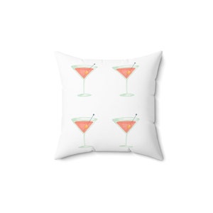 Martini Glass, Faux Suede Square Pillow