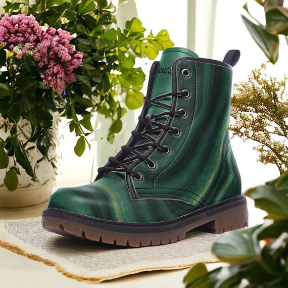 Hunter Green Vegan Combat Boots| Military Style Boot 