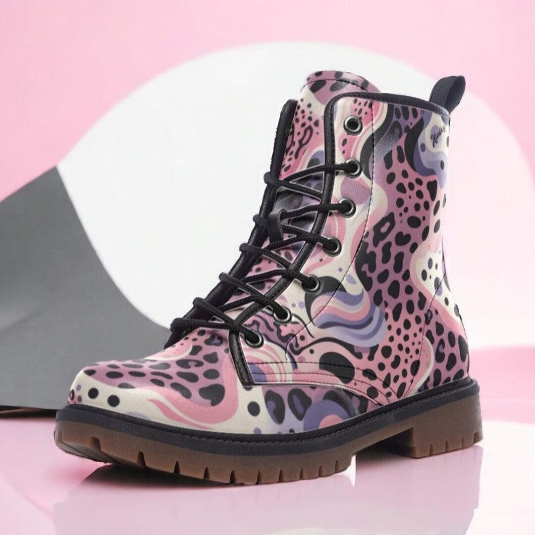 Pattern For Combat Boot Pink Leopard Pattern Combat Boots (for Women| Men) - Etsy