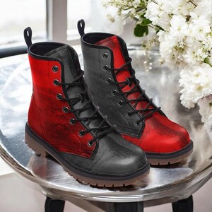 Vintage - Leather Combat Boots with Red/Black laces Forever 21 Black Combat Boots Red Laces Size 9 | eBay main image 3