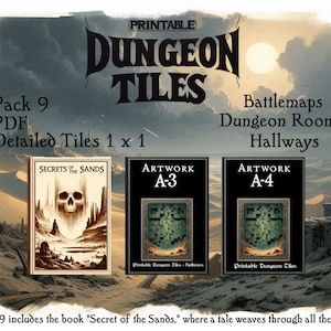 Sandens hemlighet - Paket 9 - Dungeon-plattor - 100 rum - Plattor 1 x 1 - Skriv ut och spela rum - 3D-effekt - Hög upplösning - Brädspel