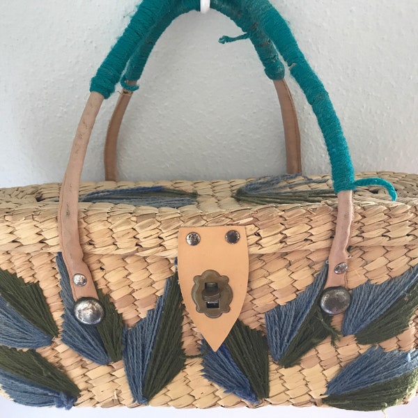 Floral Straw Bag Etsy