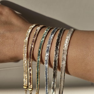 Bransoletka Miyuki 24K, Bransoletka z koralików, Tkana, Błyszcząca bransoletka, Delikatna bransoletka, Regulowana bransoletka, Prezent dla niej, Prezent na Dzień Matki