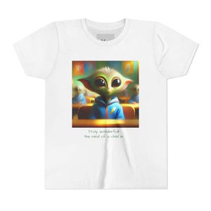 Charming Youth Short Sleeve Tee, Cute Graphic Shirt for Kids, Unique Alien Design, Perfect for Fun Gifts, Everyday Wear