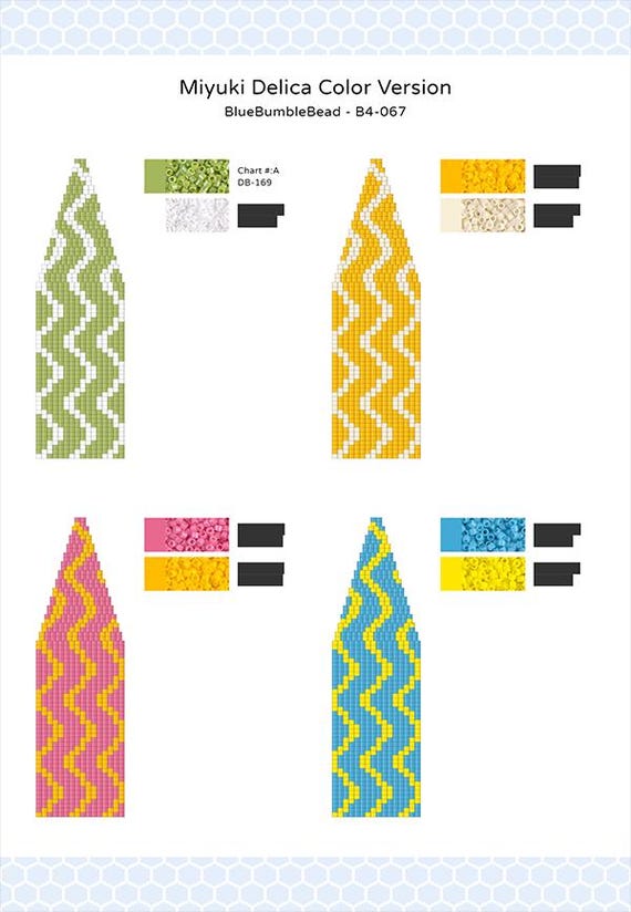 Wavy Zigzag Lines Beaded Earring Pattern - Double Brick