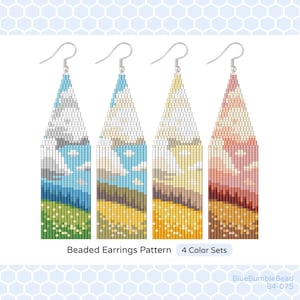 Meadow Landscape Bead Earring Pattern: Miyuki Delica PDF (Double Brick Stitch Fringe)