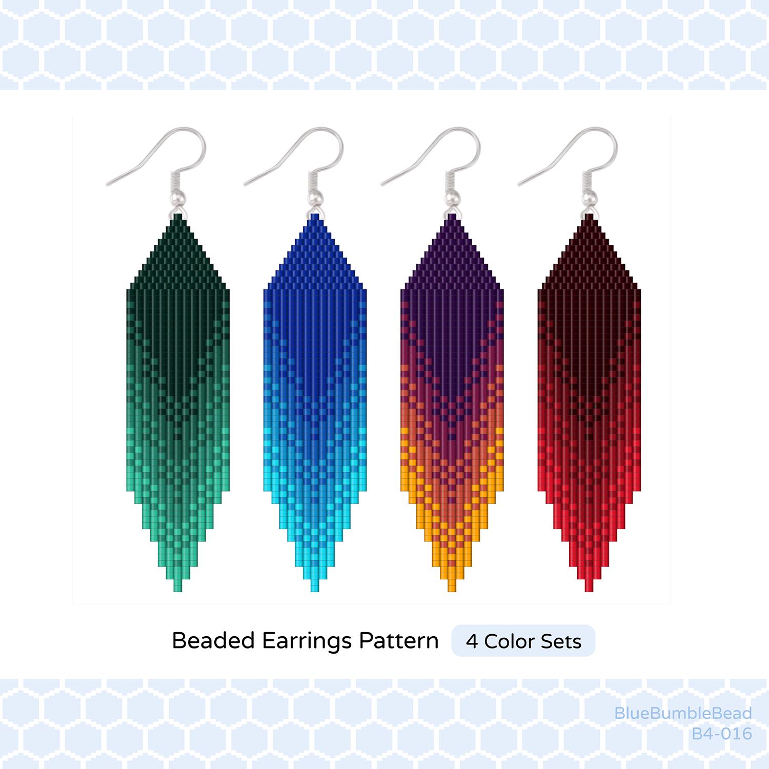 【miii】2WAY BEADS FENCE LAYERED Flower Leaf Branch Beaded Earring Pattern - Double Brick
