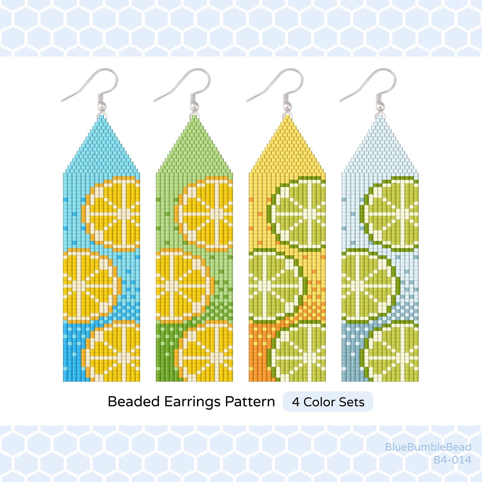 Lemon Lime Beaded Earring Pattern: Brick Stitch Fringe (PDF Pattern) - Etsy