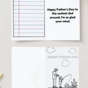 Bewerkbare Vaderdagkaart voor kinderen | Canvassjabloon | DIY afdrukbare kleur- en schrijfkaart