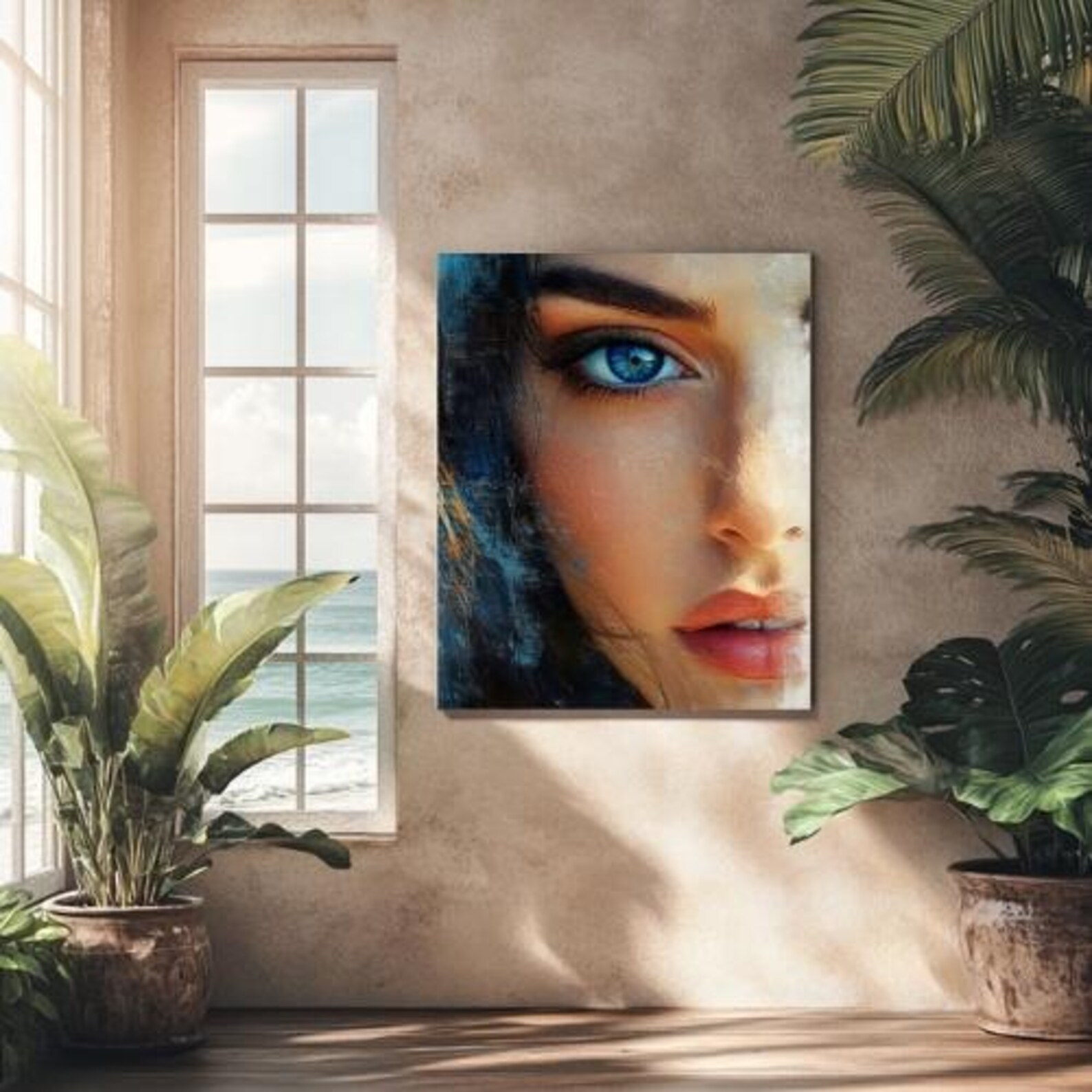 Abstract Portrait Painting of a Woman Hallway Digital Abstract Wall Art ...