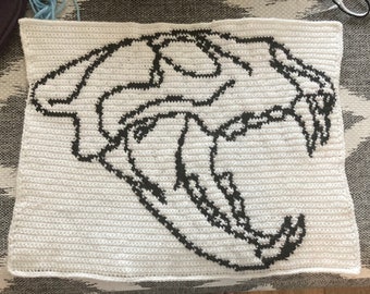 Crochet Tapestry - Large Cat Skull, No Dowel, Ready To Hang