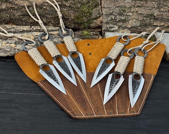 Throwing Knives with Case, 52100 Carbon Steel Blades, Paracord Handles, Camping Gear